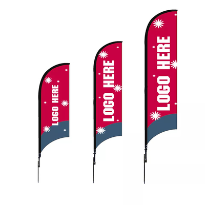 Glasfaser-Werbungs-Strand-Flagge des kundenspezifischen Tröpfchen-Flaggen-Polyester-100D/110D