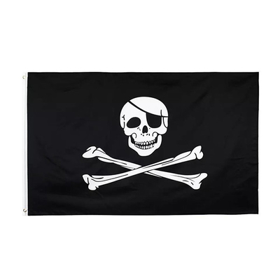 Soems kundenspezifische Schädel-der gekreuzten Knochen der Polyester-Flaggen-3x5Ft Piraten-Flagge