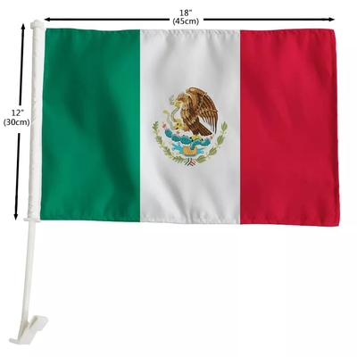 Kundenspezifischer Auto-Flaggen-Schirm druckte Mexiko-Auto-Flagge mit Plastik-Polen