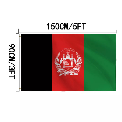 Kundenspezifisches internationale Flagge 100% Flaggen-Polyester-Afghanistans CMYK-Farbe3x5