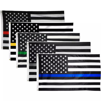 Digital, die dünnes blaues gelbes rotes Grün Gray Line Flags der Polyester-amerikanischen Flagge 3x5 Ft drucken