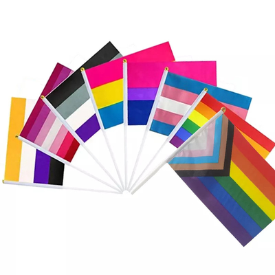 Kundenspezifische Flagge tragbares 14x21cm/20x30cm/30x45cm Logo Small Hand Flagss LGBT