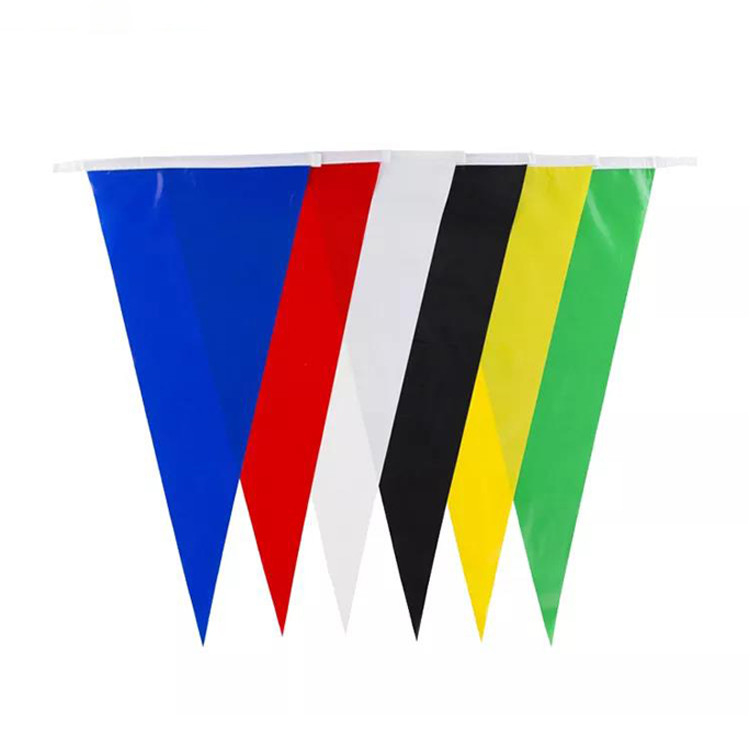 OEM ODM Triangle Flag Bunting Custom 100D Polyester Fabric Triangle String Flags